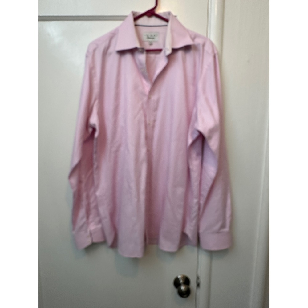 Ted Baker Endurance Mens Pink Micro Check Dress Shirt 16.5 36/37 BLINKIE